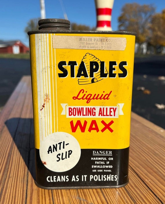 Staples Liquid Bowling Alley Wax Oil Polish Can Vintage Advertising Beehive  Graphic -  Israel
