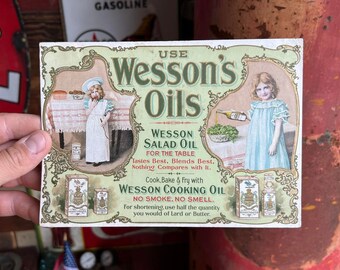 Vintage Wesson's Cooking Oil / Salad Dressing Advertising - Ephemera Paper Ink Blotter - General Store -  Great Graphics