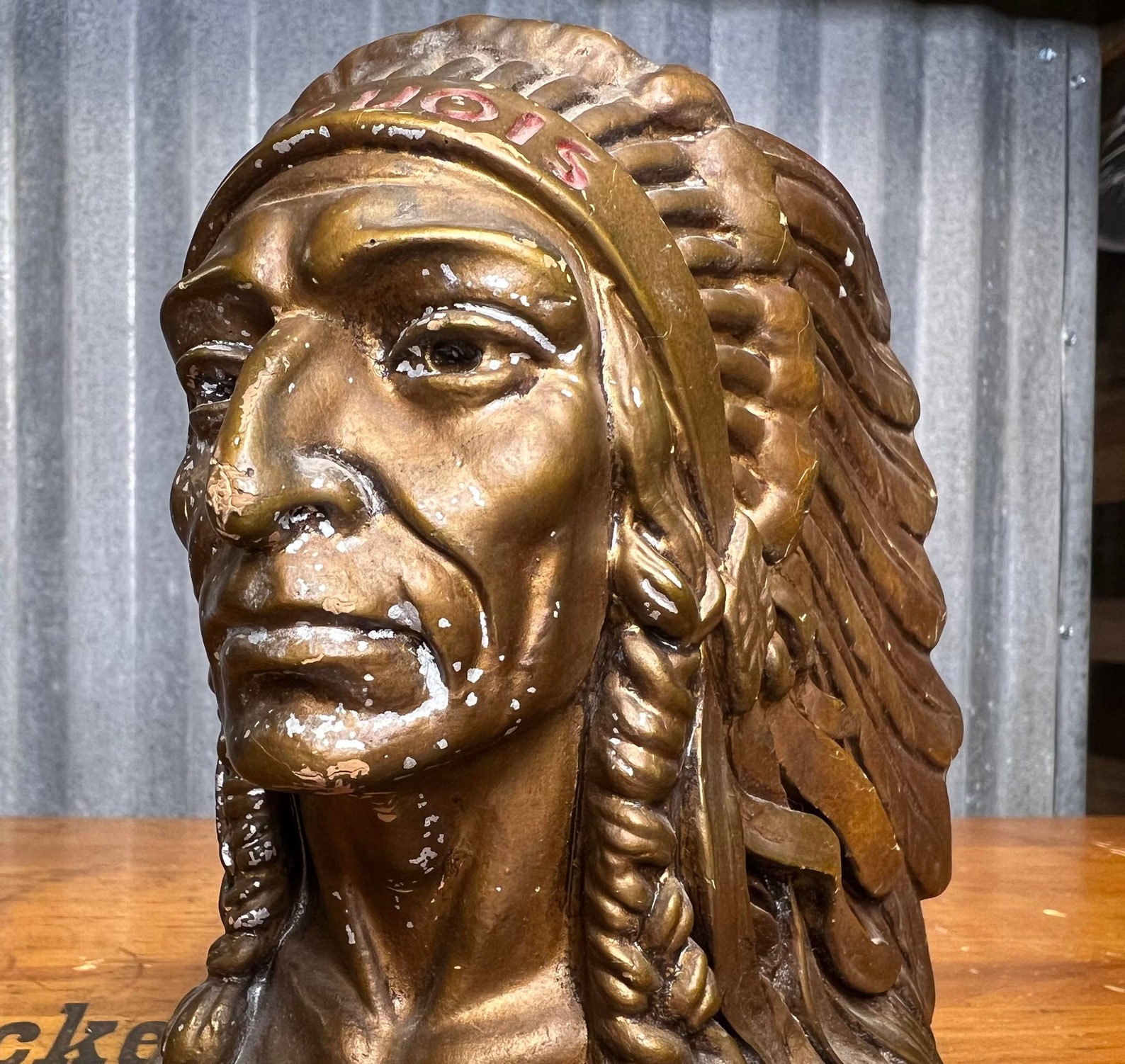 RARE Iroquois Indian Head Beer Foam Scraper Bar Storage Caddy - Antique ...
