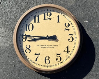 The Standard Electric Time Co. Springfield Mass. - Vintage Industrial School Factory Office Clock