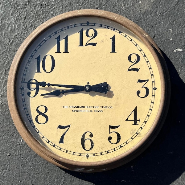 The Standard Electric Time Co. Springfield Mass. - Vintage Industrial School Factory Office Clock