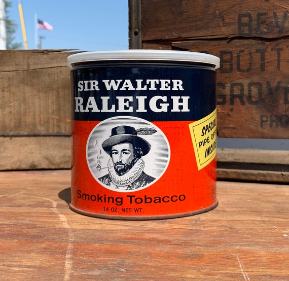 Vintage Sir Walter Raleigh Tobacco Can Humidor - Antique Advertising Tin -  Louisville Kentucky Smoking Tobacco