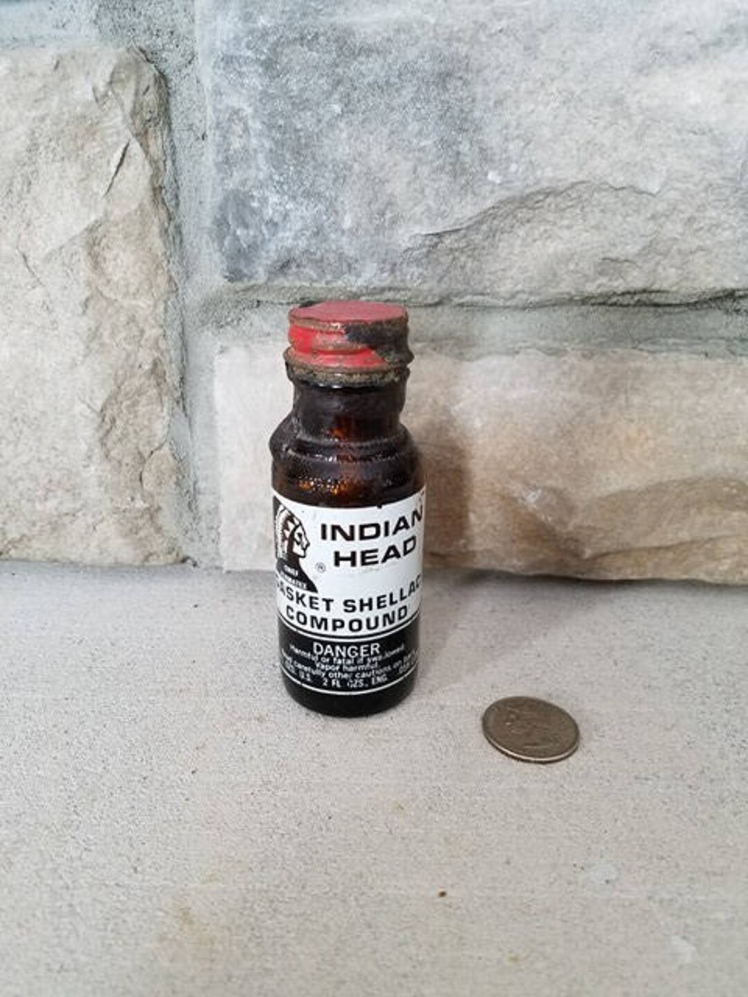Vintage Indian Head Gasket Shellac Compound Glass Bottle Etsy