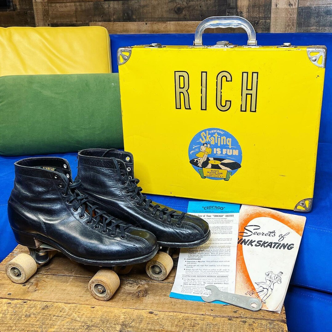 Vintage Chicago Roller Skate Co. Carrying Case With Skates Instructions