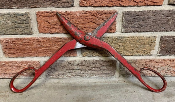 Antique Industrial Metal Shears Tin Snips Giant Scissors 