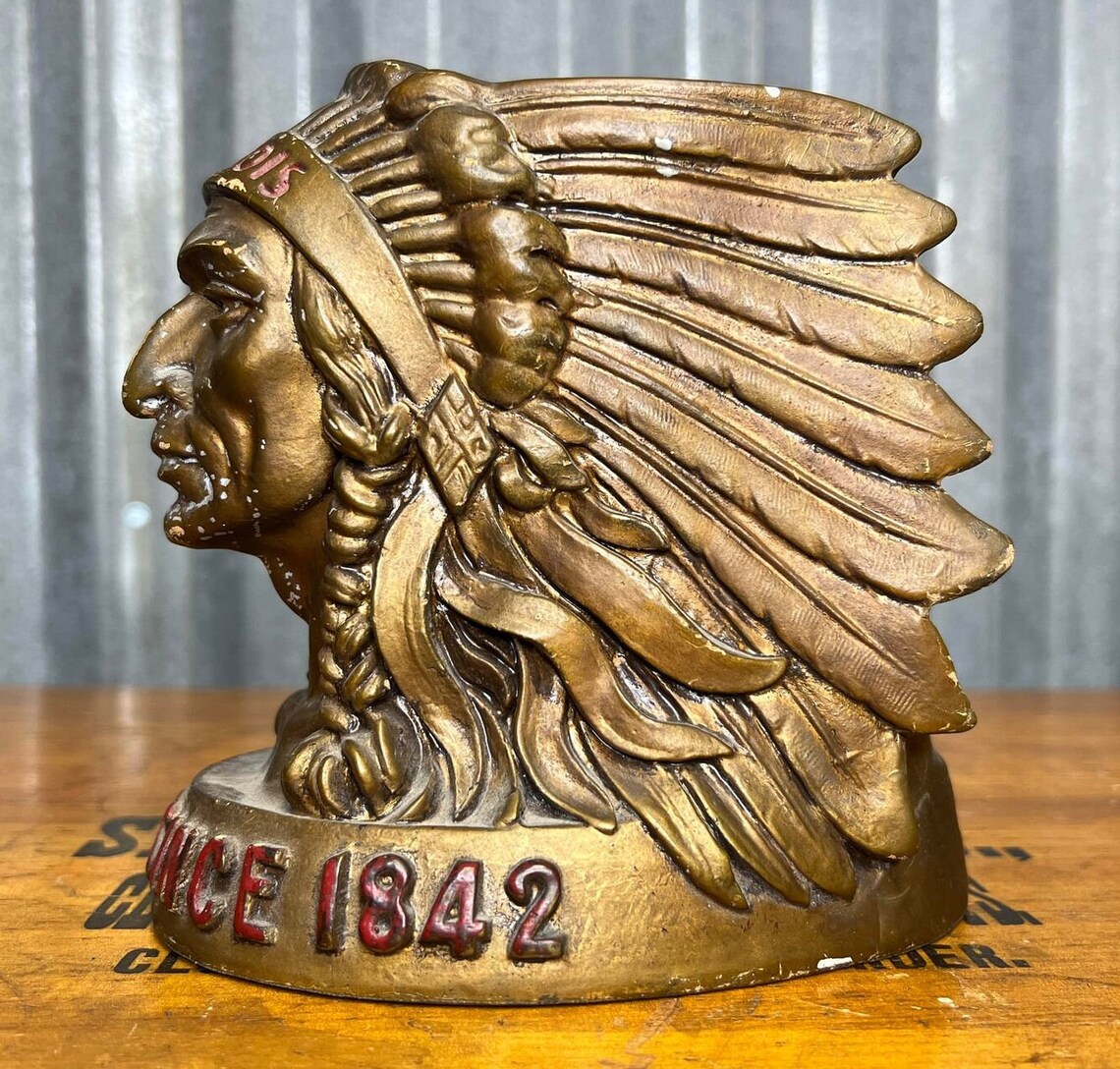 RARE Iroquois Indian Head Beer Foam Scraper Bar Storage Caddy - Antique ...