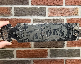 Insure with the ANDES - Cash Capital - Metal Antique Advertising Insurance Ledger Book Marker - Great Patina!