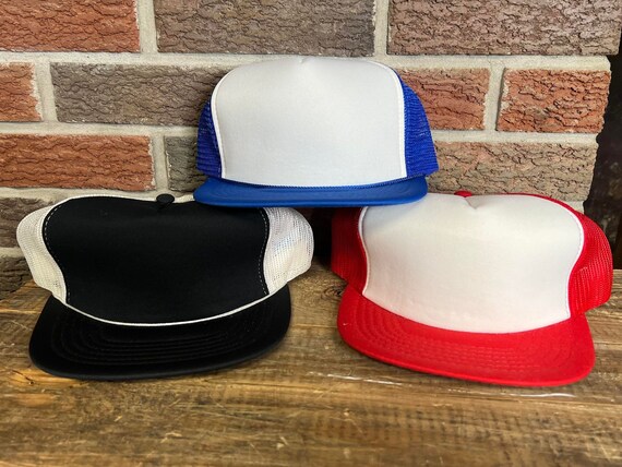 THREE Vintage New Old Stock Trucker Snapback Hats - Red Blue  display picture 1
