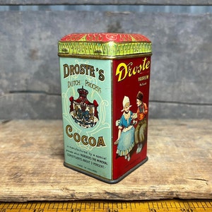 Droste&#39;s Dutch Process Cocoa Antique Tin - Made in Holland - Vintage Advertising Great Graphics!