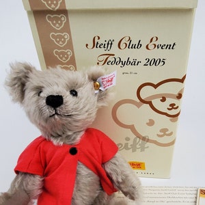Steiff Limited Edition Collector Club Exclusive Mohair Bear - 125th Anniversary of Steiff Bears - Box and COA + Steiff Bear Club Magnet