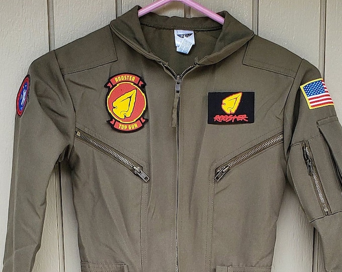 Maverick and Rooster Top Gun Green Military Style Jump Suit Halloween