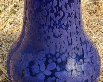 Mike Marentic Studio Art Glass Vase - Blue Oil Spot Vase - Art Glass Guild San Diego California - Balboa Park Gallery - 8.5"