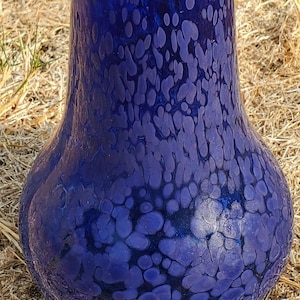 Mike Marentic Studio Art Glass Vase - Blue Oil Spot Vase - Art Glass Guild San Diego California - Balboa Park Gallery - 8.5&quot;