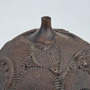 Steve Salisian California Studio Pottery Vase - Complex Carved Surface Design
