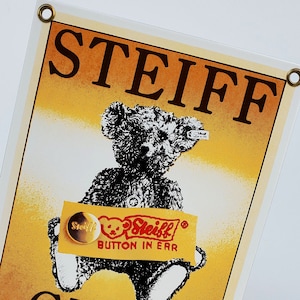 Steiff Collector Club Porcelain Teddy Bear Button in the Ear Collector Sign - Mohair Bear Design - Thick Porcelain Sign - Steiff Button