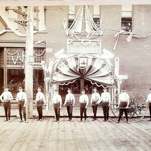 1888 Samuel Vaughn Library Ashland Wisconsin Building Dedication Photo - Volunteer Fire Department - Samuel Vaughn Portrait - Flowers