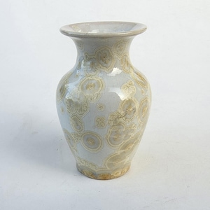 Adam Egenolf Crystalline Pottery Vase - White WIth Gold Crystals - Indiana Studio Potter - 4.25"