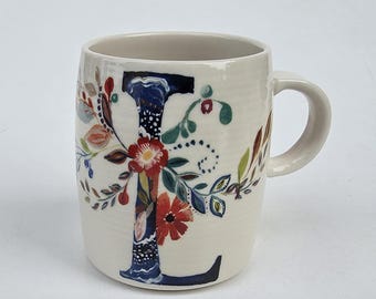 Anthropologie Starla Halfmann Petal Palette - Fancy Colorful Flowers And Leaves  Design - Big Letter L Monogram - 4"