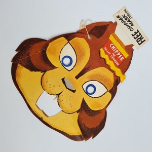 Nalley&#39;s Corn Chips Promo Kid&#39;s Give Away Item - Chipper The Nalley Chipmunk Mask - 1960&#39;s Era - Tacoma Washington Nalley&#39;s Fine Foods
