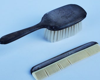 Shreve Crump And Low Company Boston Sterling Silver - Victorian Era - Childs Brush And Comb Set - Monogramed CRL - Signed