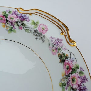 Noritake China - Roselane Pattern - Large Round 10&quot; Serving Bowl - Gold Rim - Pink Floral Design