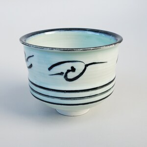 Mark Zamantakis Colorado Studio Pottery Bowl - Freeform Abstract MCM Design - Pale Celadon Glaze - Chawan Style Porcelain Bowl - 4.125"