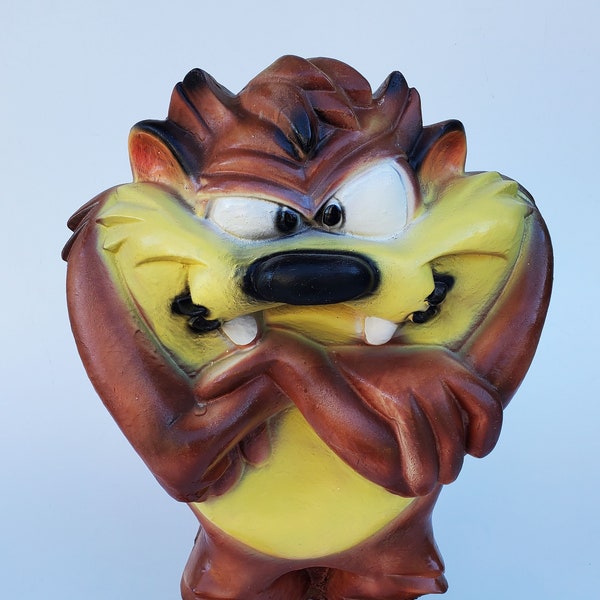 Vintage Tasmanian Devil Large Chalk Ware Statue Bank - Carnival Give Away - 1960's - 1970's Era - Big Taz Figure - Made in Mexico