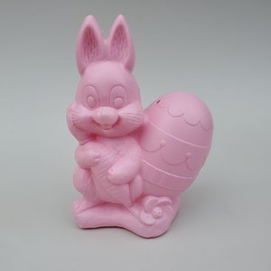 Pink Easter Rabbit With Egg Blow Mold Bank - Big Bunny Rabbit With Carrot And Large Easter Egg Design - 12&quot; - Nice Detail