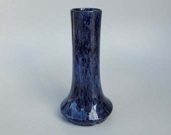 Brush McCoy Blue Onyx Large Art Pottery Vase - Tapered Form - Frothy White Glaze Over Cobalt Blue - 1930's Era Vase - 11"