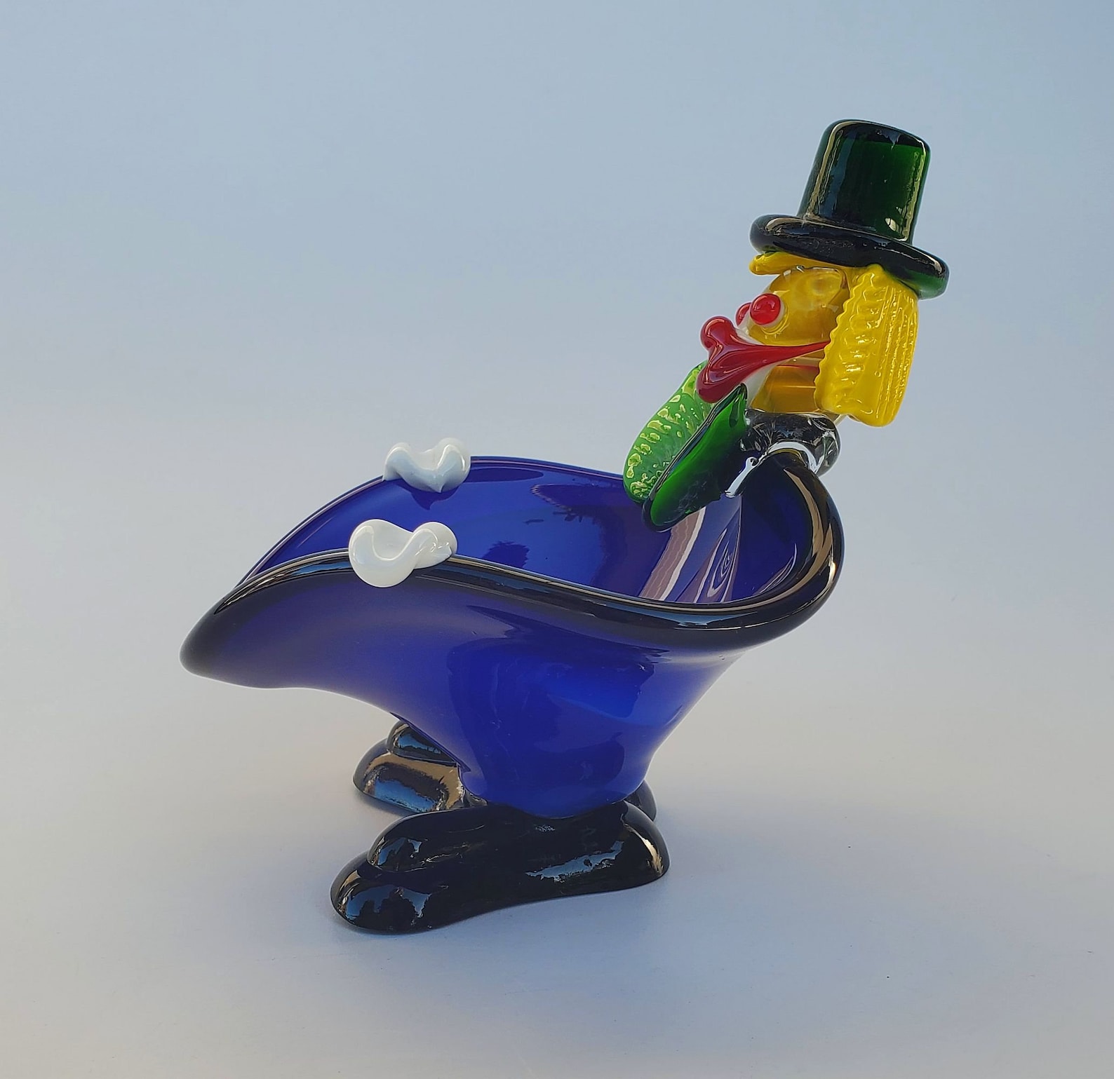 Vintage Murano Glass Clown Ashtray Dish Deep Blue Coloration Etsy