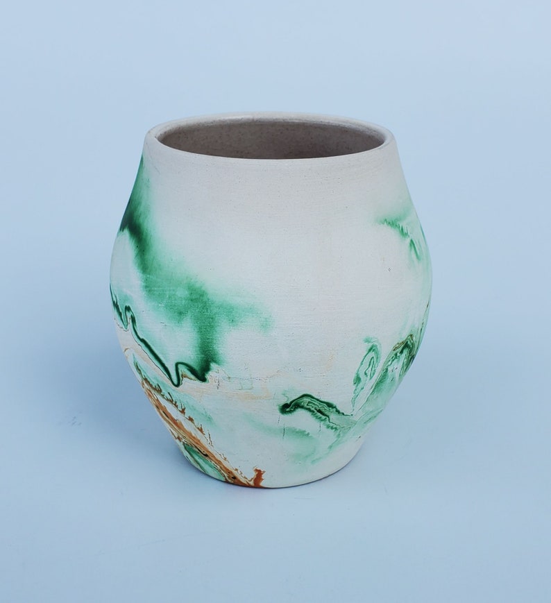 Nemadji Pottery Art Pottery Vase Green Brown and Orange Etsy