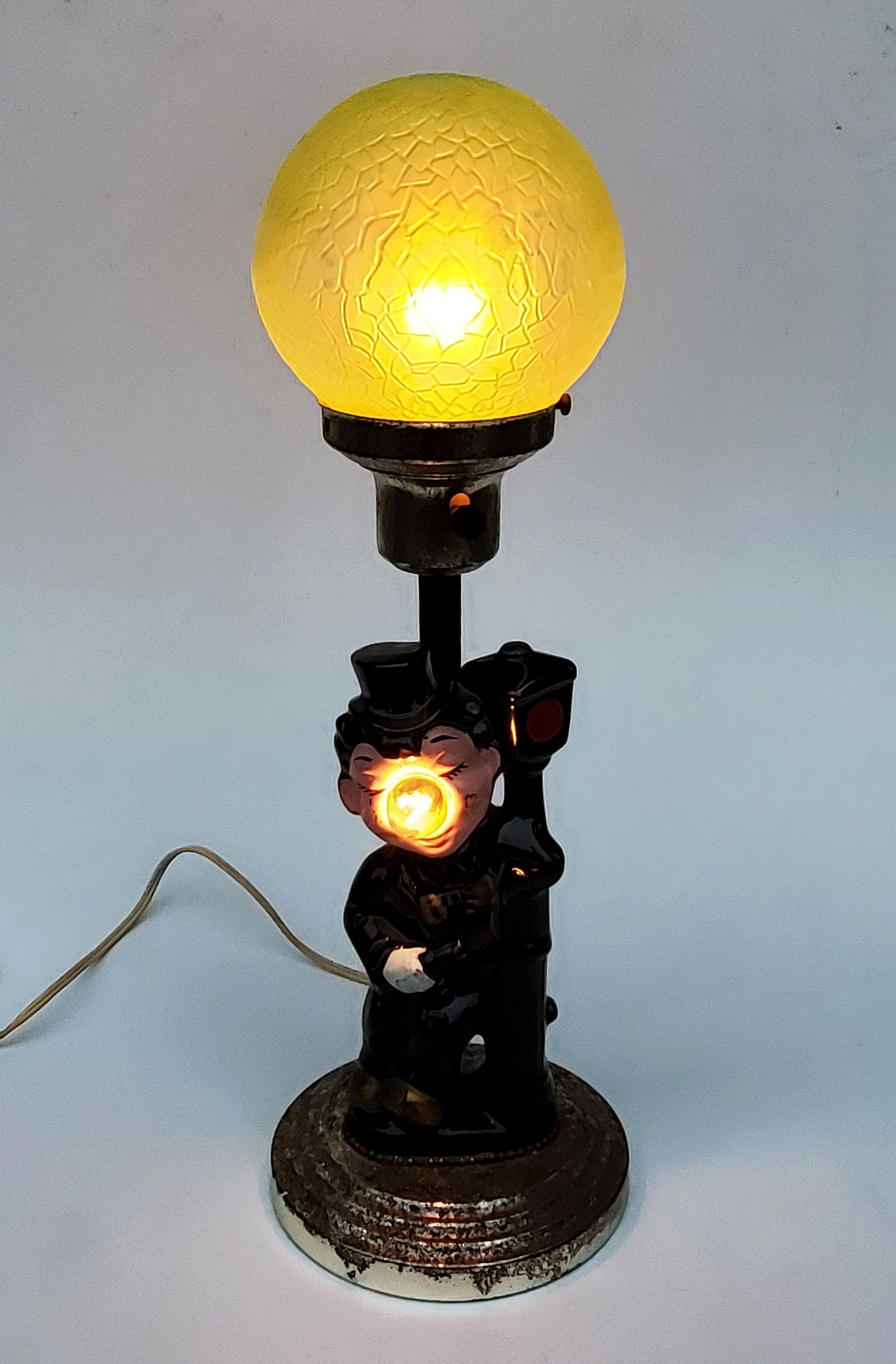 Vintage Bar is Open Table Lamp Man in Top Hat on Lamp Post Etsy