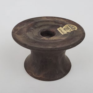 Ruscha Art Pottery - West German Keramik Pottery Candleholder -Rutile Brown Glaze - With Original Gold Label