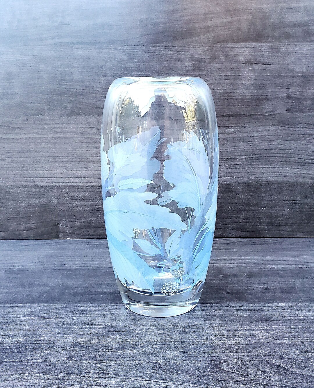 Rosenthal Crystal Vase Studio Linie Floral and Frosted Leaf With Gold