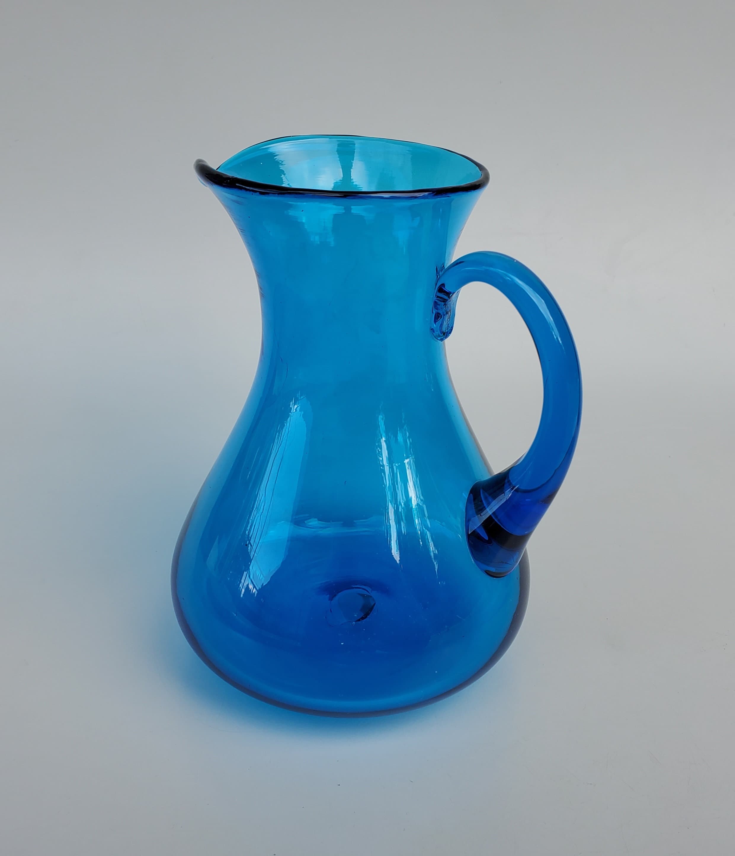 Blenko Art Glass Pitcher - Shape 546 - Turquoise Blue Coloration