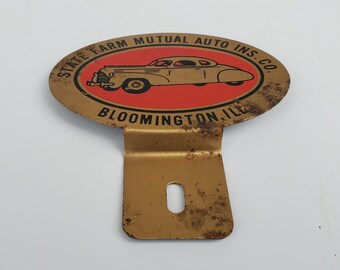 Plaque D'immatriculation Vintage Illinois Années 1950 - Topper State Farm Mutual - Métal