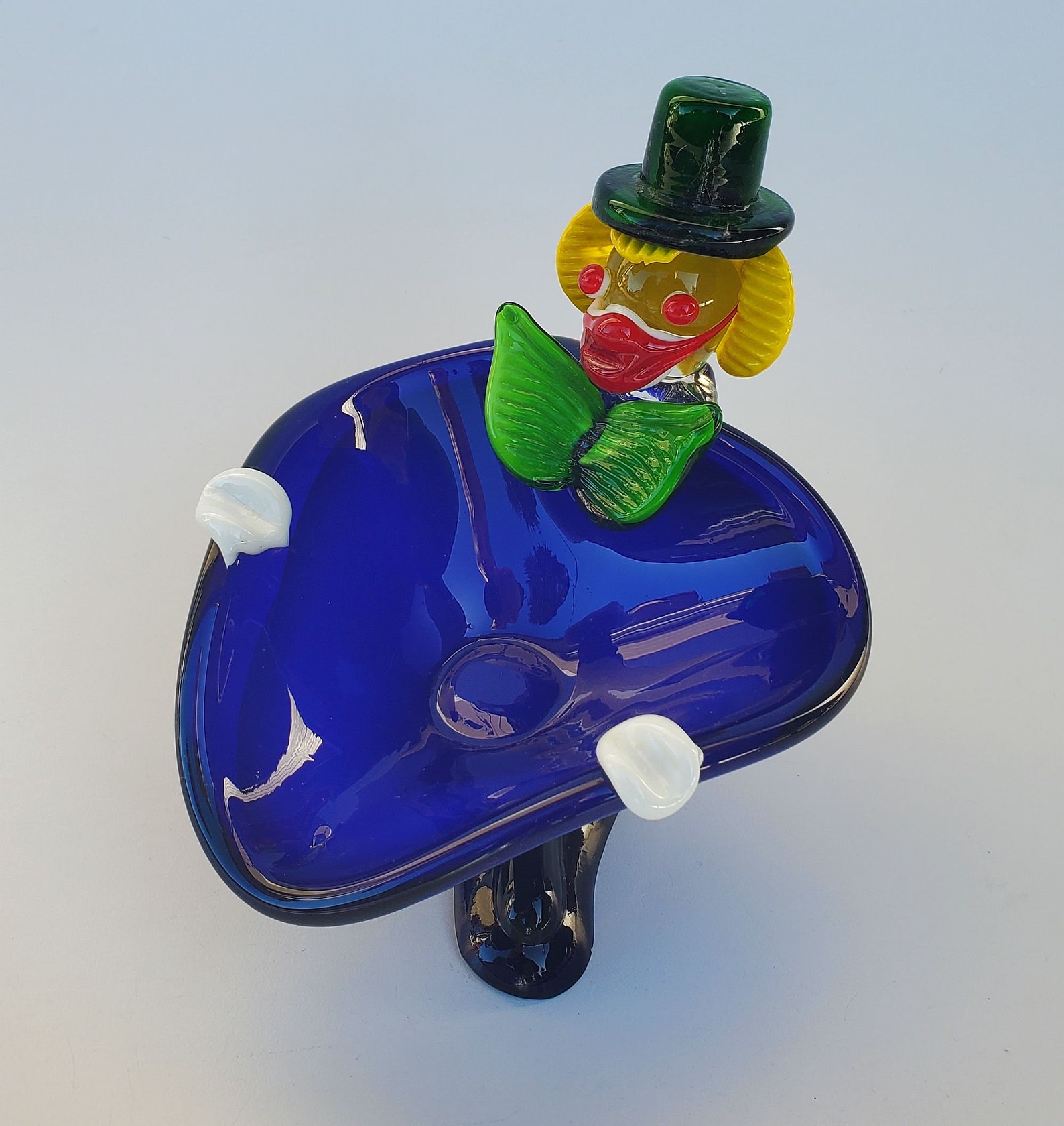 Vintage Murano Glass Clown Ashtray Dish Deep Blue Coloration Etsy
