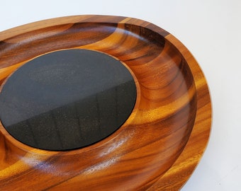 Nambe Butterfly Chesse Tray - Acacia Wood Unique MCM Bowl - Granite Center - Sean O'Hara Designer - Mid Century Style Wooden Bowl - Signed