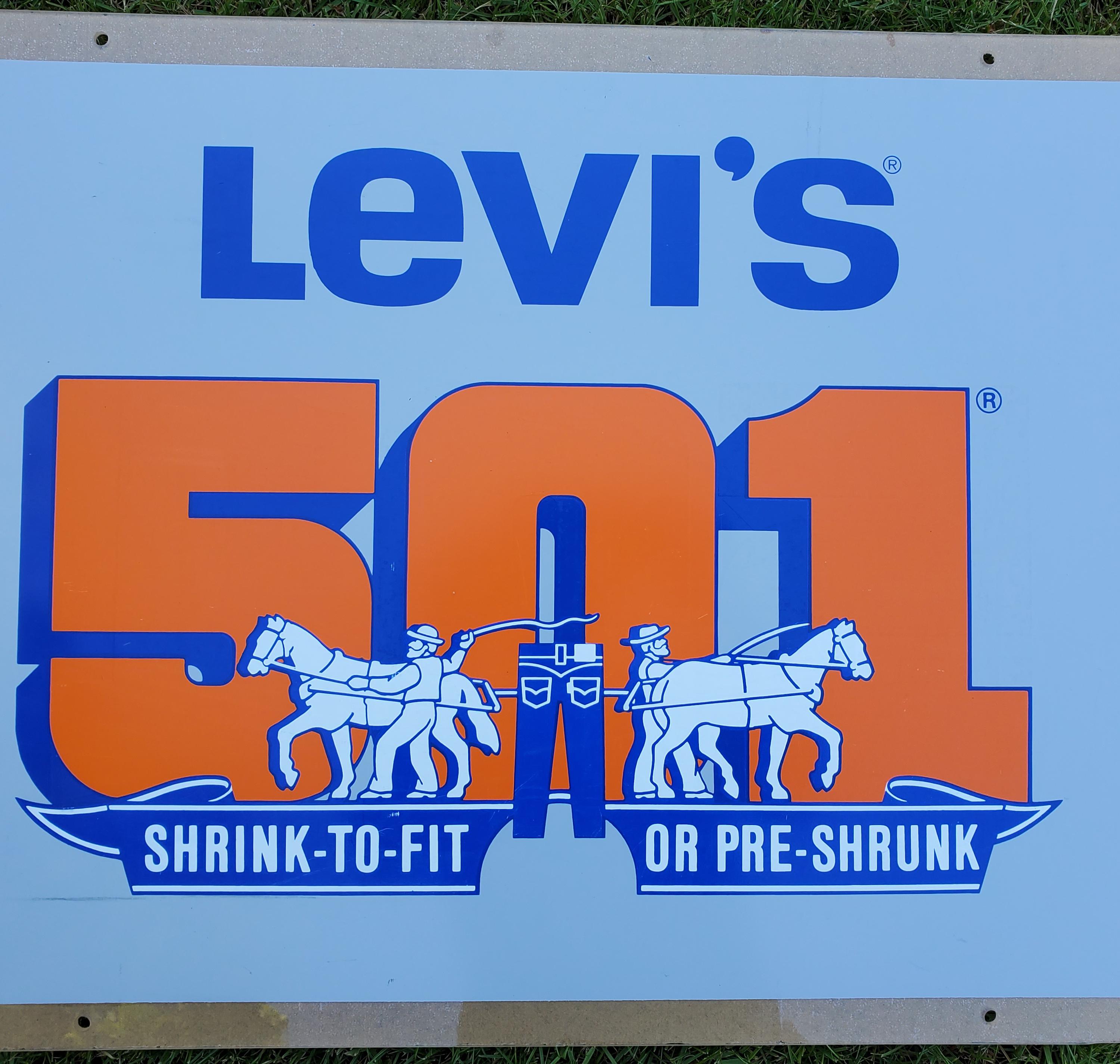 Big Vintage Levi's 501 Denim Jeans Double Sided Store Display Sign