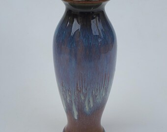 Bill Campbell Studio Pottery Drip Glaze Vase - Blue Drip Glaze - Cambridge Springs PA Studio Potter - 7.5&quot;