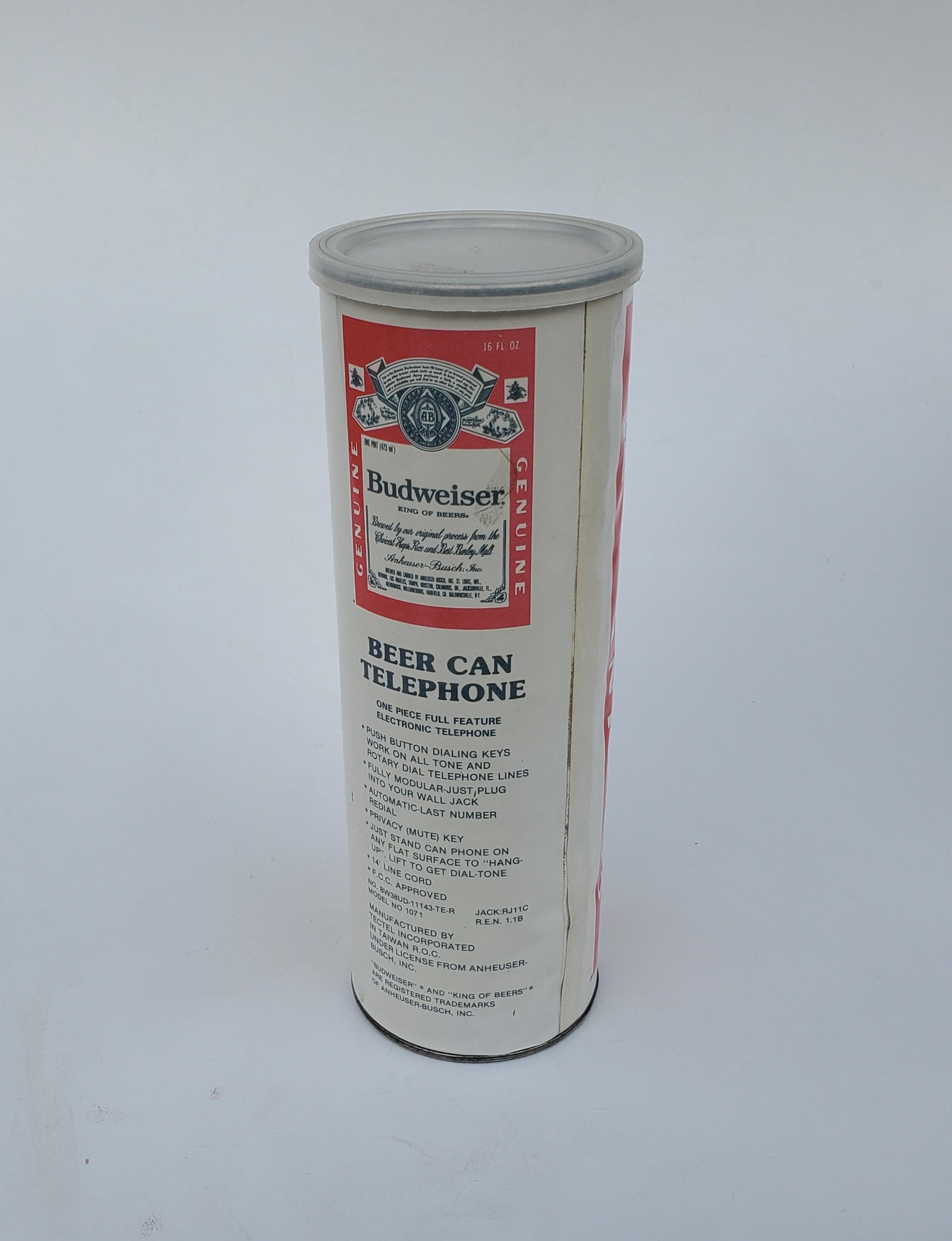 Vintage Budweiser Beer Can Telephone Canister With Instruction 