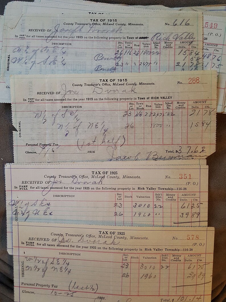 Mcleod County Minnesota Treasurers Office Tax Receipts From Etsy
