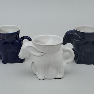 Frankoma Pottery Democratic Donkey Political Collector Pottery Mugs 1985 - 1994 - 1996 - With Original Paperwork - Orange Clay