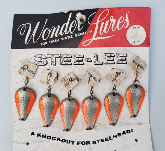Vintage Wonder Lures Store Display Card Stee Lee Steelhead and