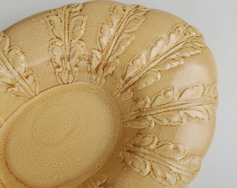 Red Wing Art Pottery Oval Console Bowl - Shape 526 - Frothy Gold Glaze - For Deer Flower Frog - 15"