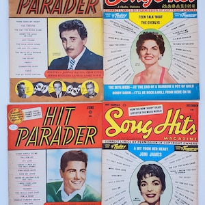 10 Vintage Hit Parader Hollywood Magazines - 1955-1960 - Judy Garland - Paul Anka - Connie Fancis - Eddy Arnold - The Crew Cuts - Old Radio