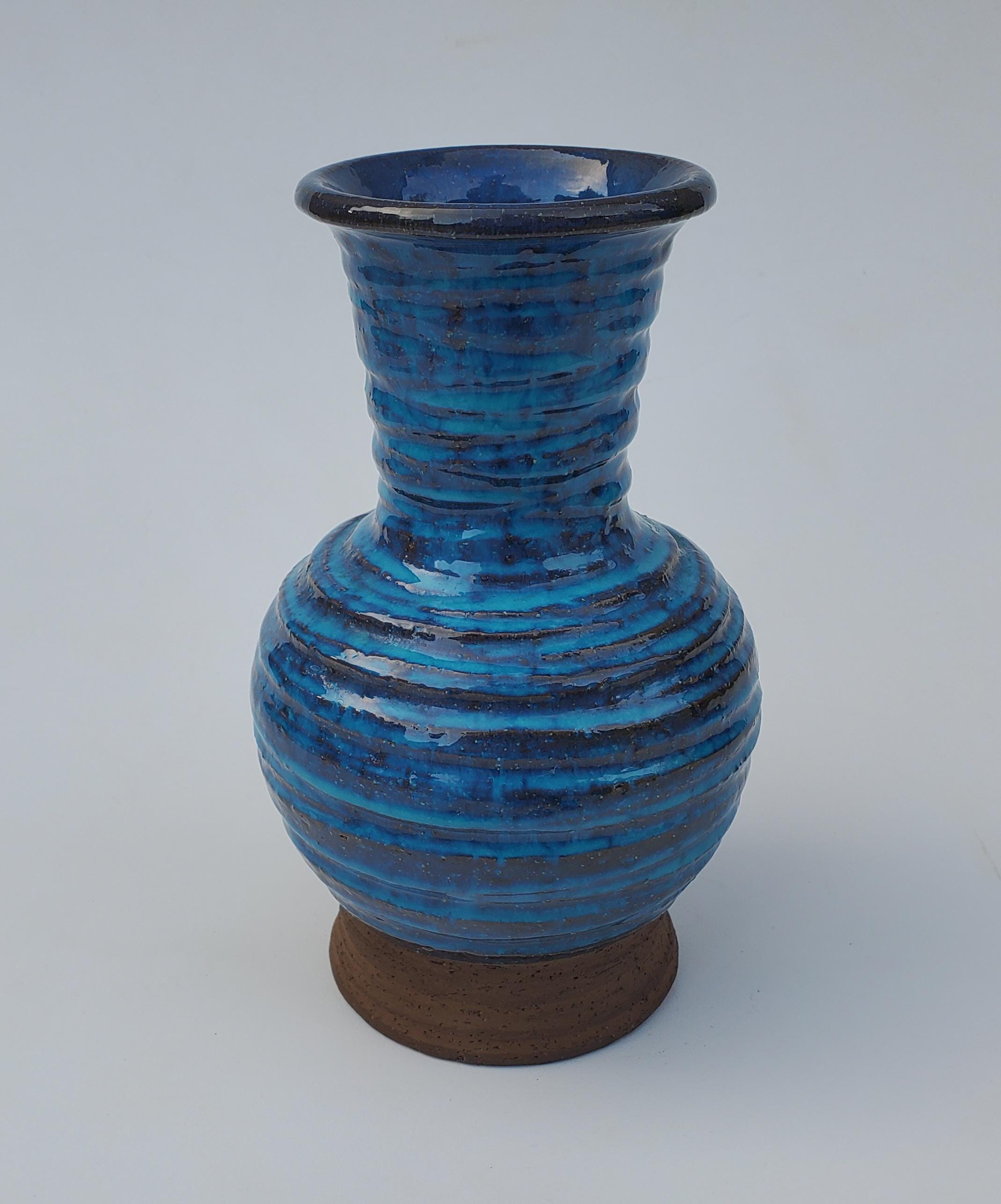 60's Rosenthal-Netter アートポタリー ミッドセンチュリー Rosenthal Netter Mid Century Era Italian Art Pottery Vase - Blue