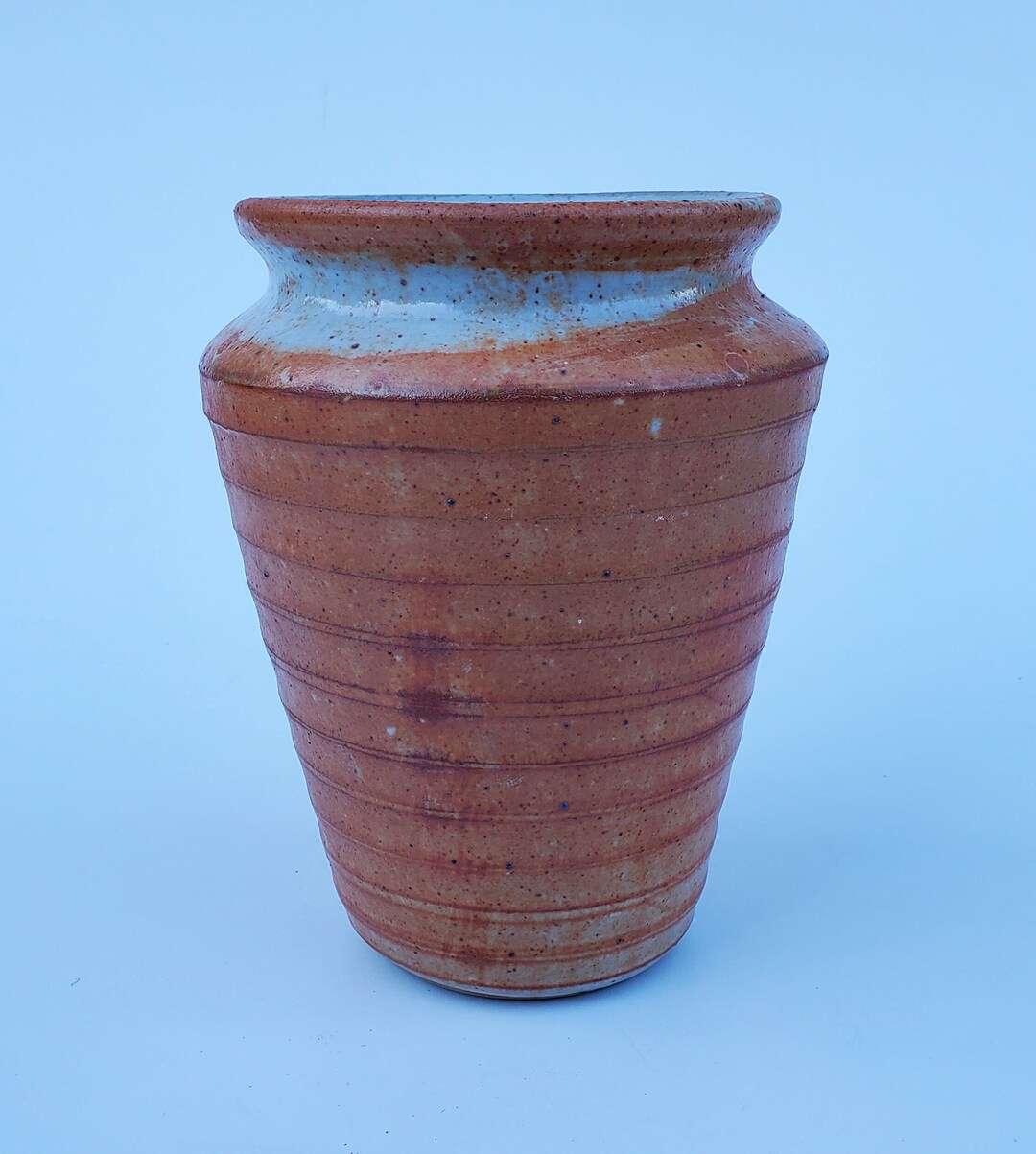 Steve Johnson Signed Studio Pottery Vase - Hand Thrown Concentric Ring ...