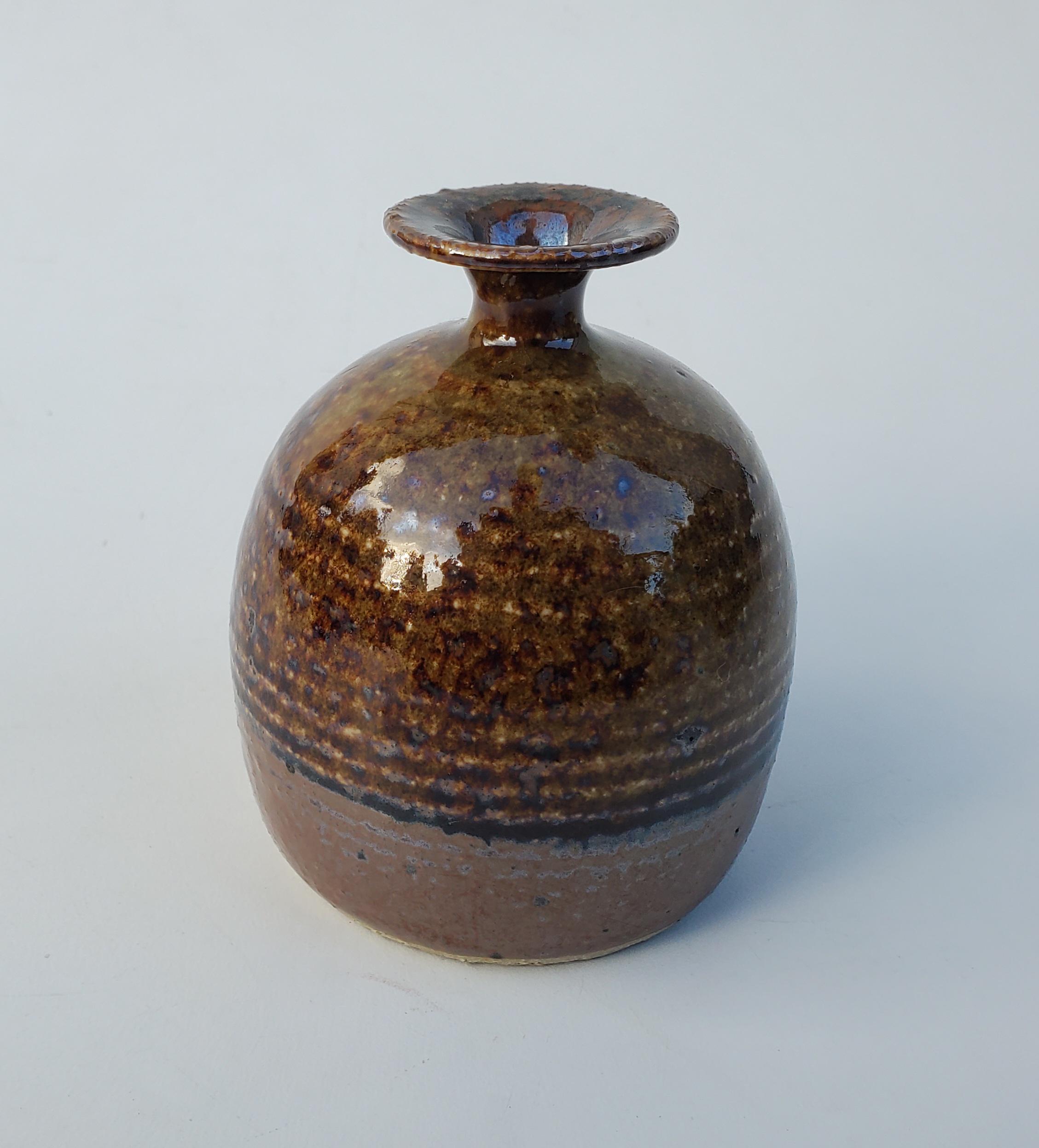 Michael and Linda Soeby Oregon Studio Pottery Vase - Brown Drip