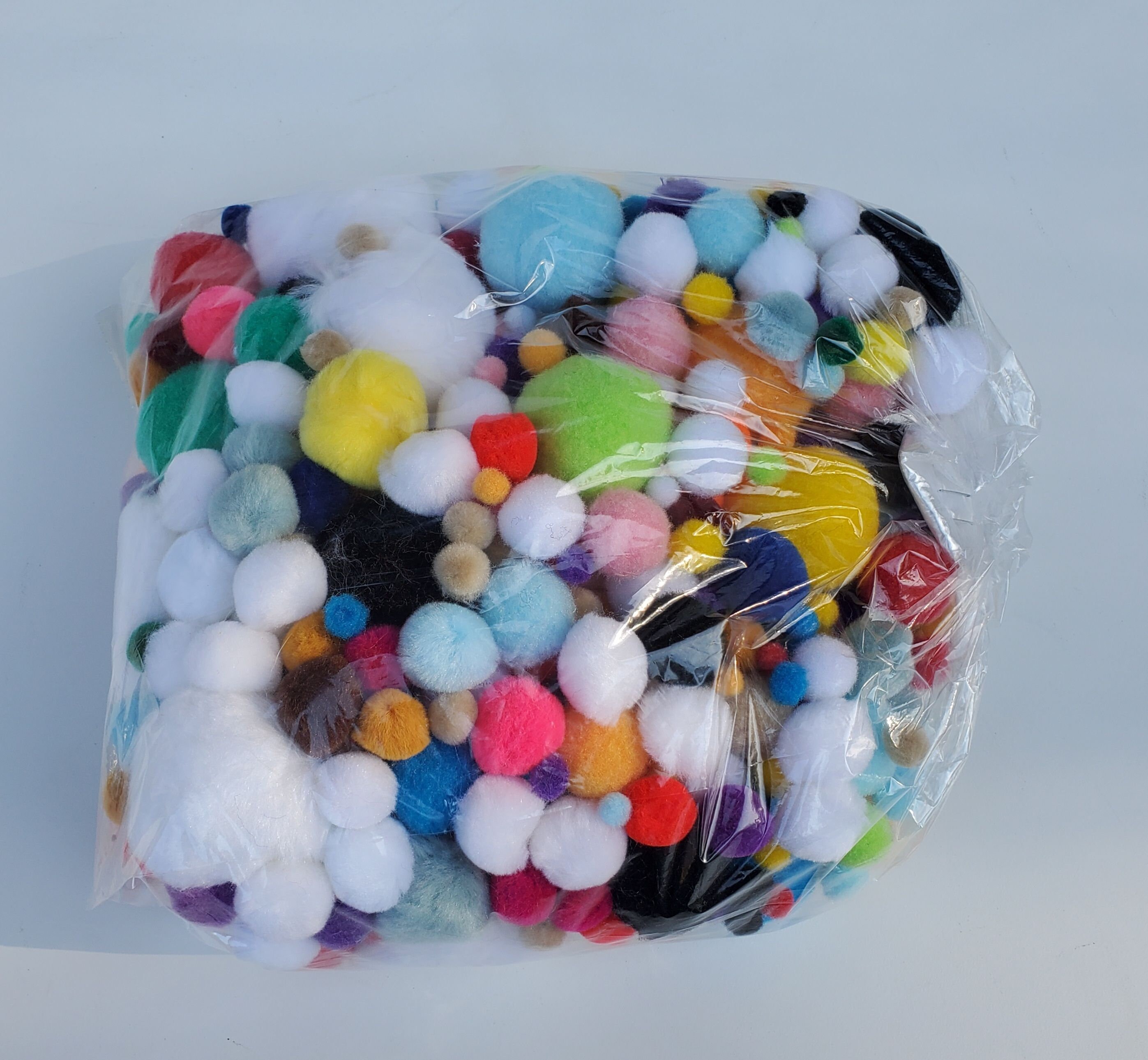 [250 Pcs ] 150 1 inch White Craft Pom Poms + 100 Multicolor Pom Pom Balls,  Small Pom Poms Assorted Pompoms for Crafts Projects and DIY Creative Crafts